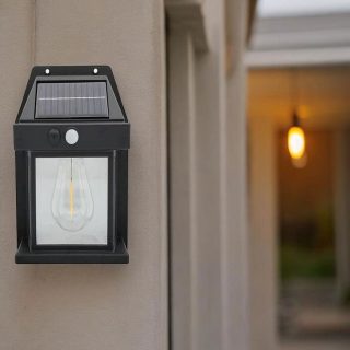 Solar Tungsten Filament Wall Lamp – Outdoor Intelligent Induction Light for Garden, Courtyard & Villa